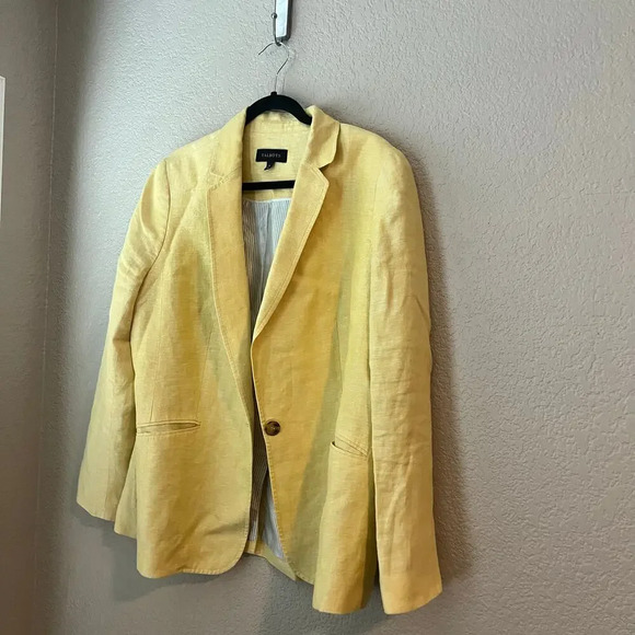 Talbots Women’s Yellow Linen Blazer 16 Plus Classic - Picture 3 of 7